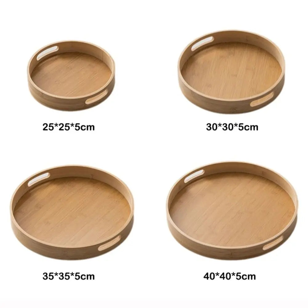 Round Wooden Serving Tray with Handle | 25–40CM Sizes Wooden Serving Tray Nixie