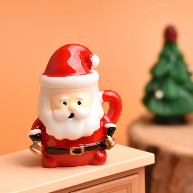 Mini Santa Claus Teacup Resin Christmas Miniature Decoration Christmas Miniature Figurine Nixie