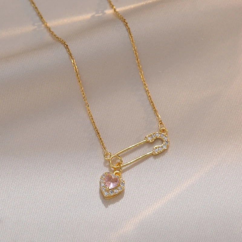 Copper Pin Love Pendant Necklace | Light Luxury Style