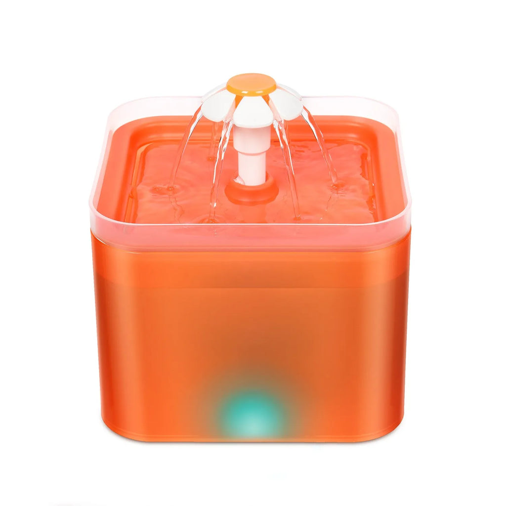 2L Automatic Cat Water Fountain with LED Light & Filter Pet Water Fountain Nixie orange