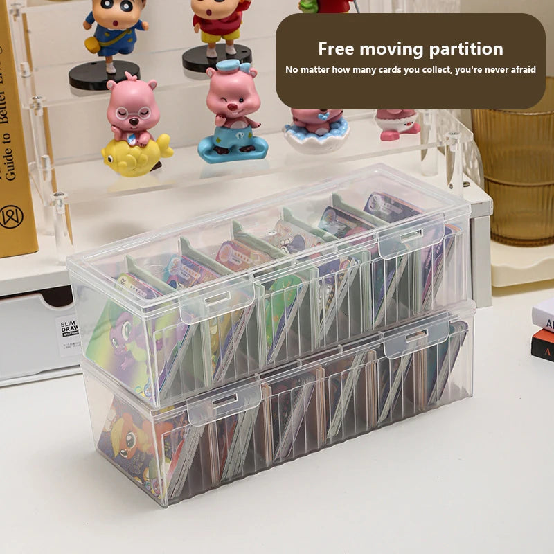 Clear Card Storage Box – Holds 550+ Cards & Adjustable Dividers Card Storage Organizer Nixie