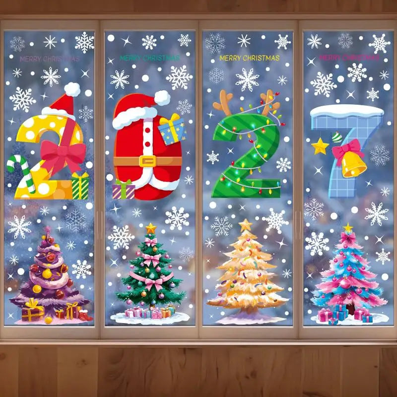 2027 Christmas Window Stickers – 4/5 Sheets Xmas Decals Christmas Window Decals Nixie