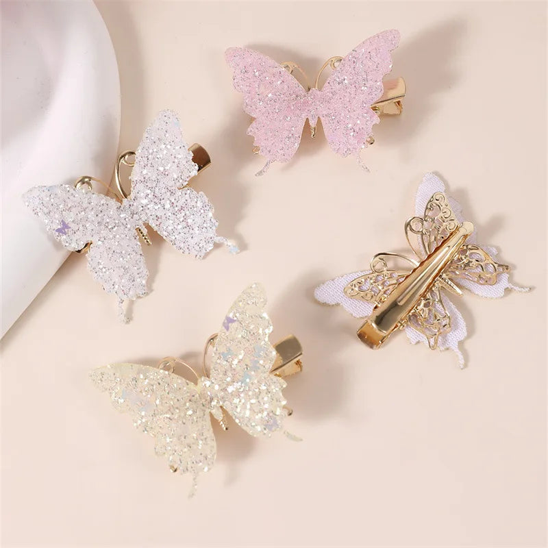 10-Piece Pink Sparkling Butterfly Hair Clips Set for Girls Kids Hair Clips Nixie
