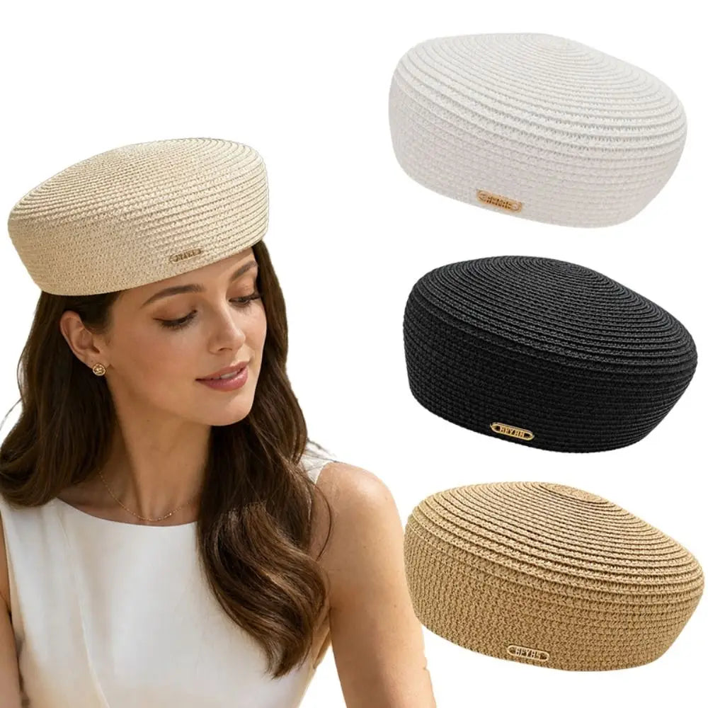 Women's Straw Pillbox Hat – Vintage Structured Brimless Dress Hat Straw Pillbox Hat Nixie