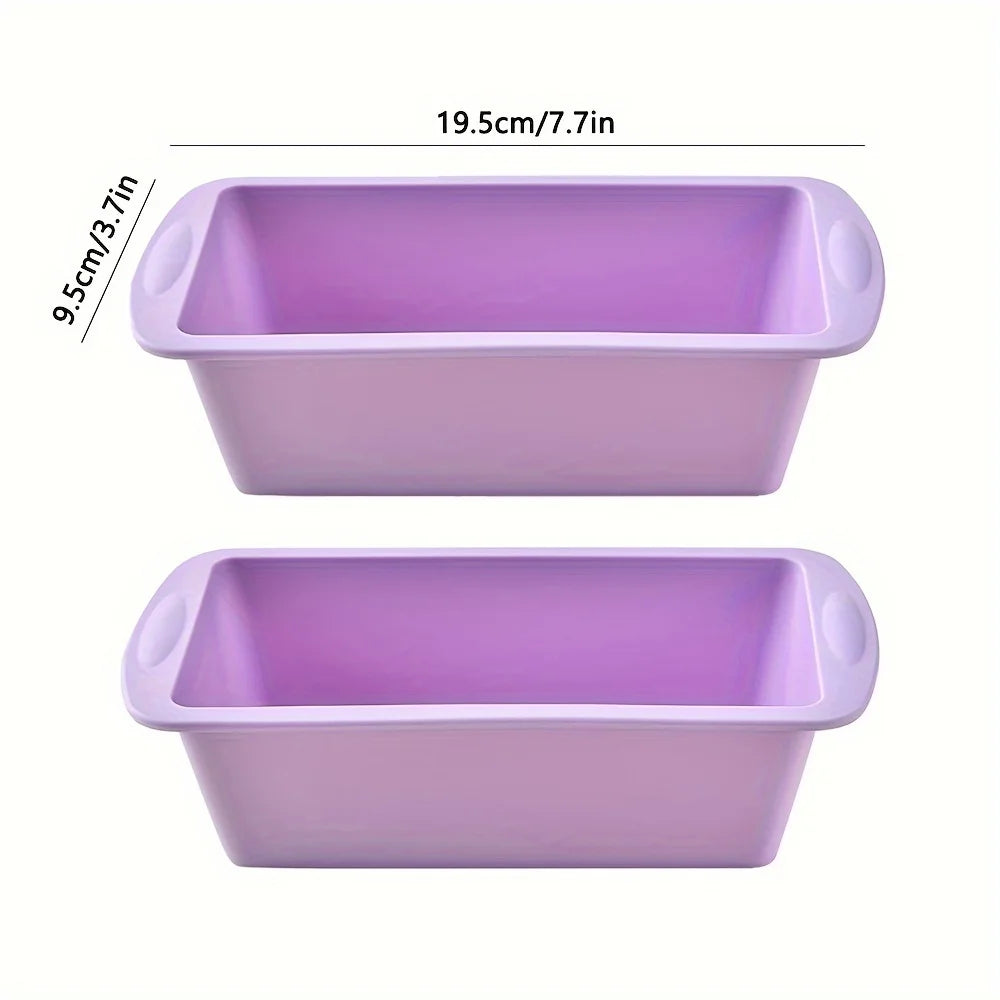 2-Pack Silicone Loaf Pans – Non-Stick Rectangle Baking Molds Silicone Loaf Pan Nixie Purple