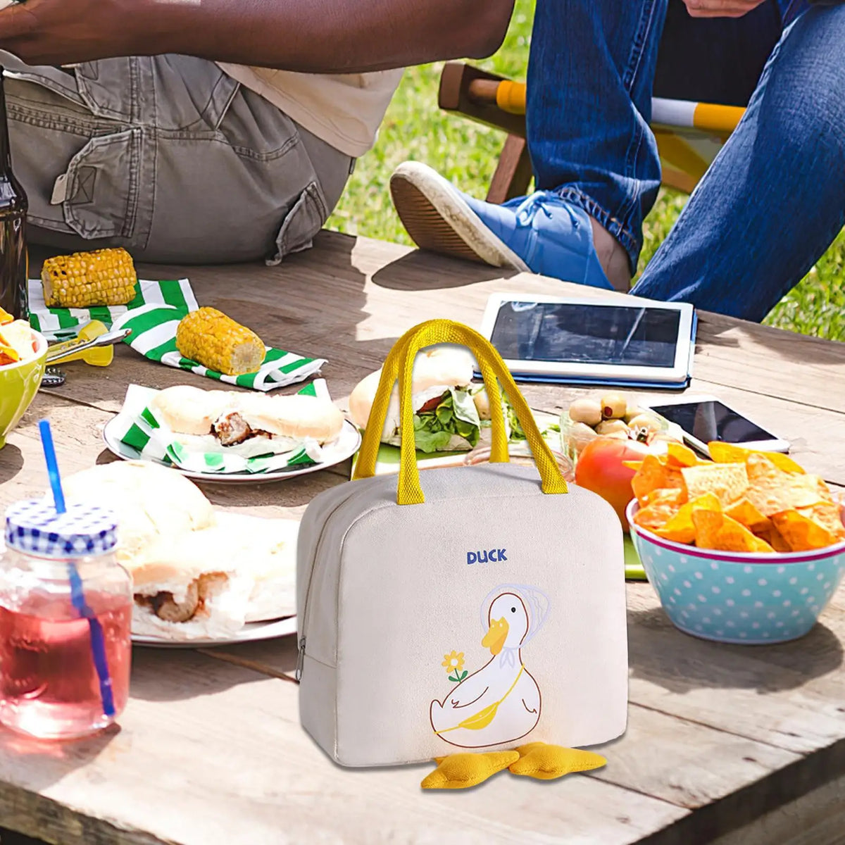 Cute Duck Insulated Lunch Bag – Large Canvas Bento Bag Insulated Lunch Bag Nixie