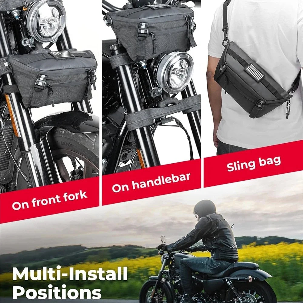 KEMIMOTO Waterproof Motorcycle Handlebar Bag – Front Fork Bag Motorcycle Handlebar Bag Nixie