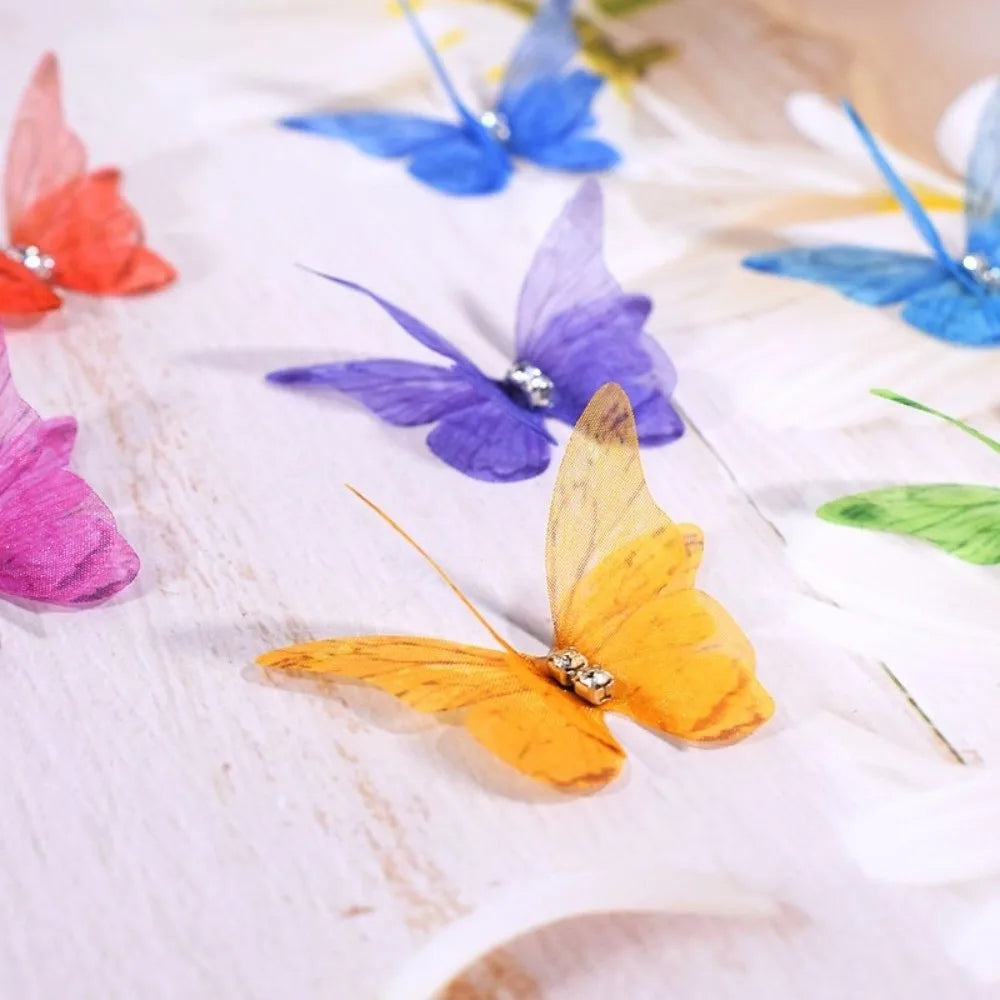 50Pcs 3D Organza Butterfly Appliques – Colorful Mesh Patches Fabric Appliques Nixie