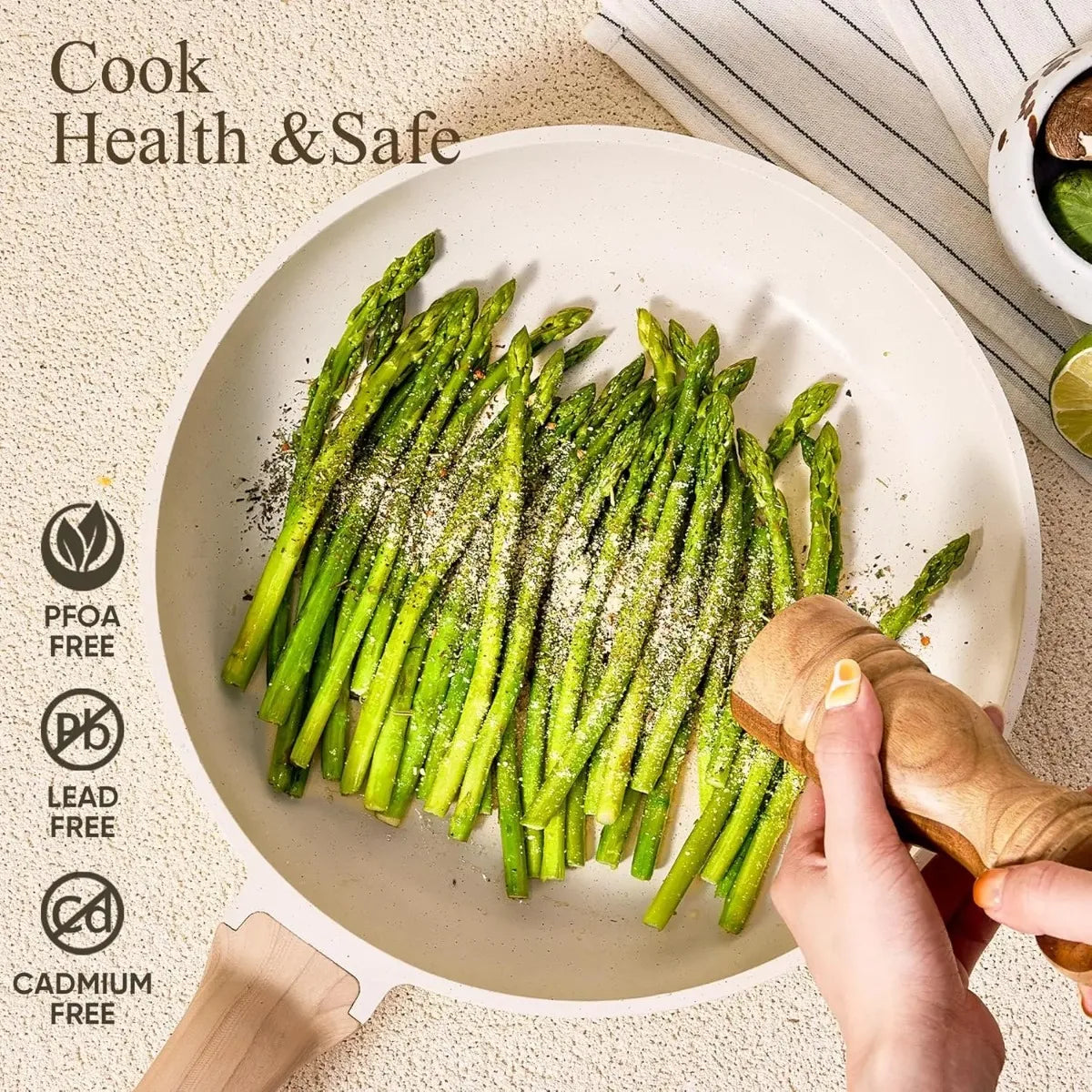 21-Piece White Granite Nonstick Cookware Set – Induction Ready Nonstick Cookware Set Nixie