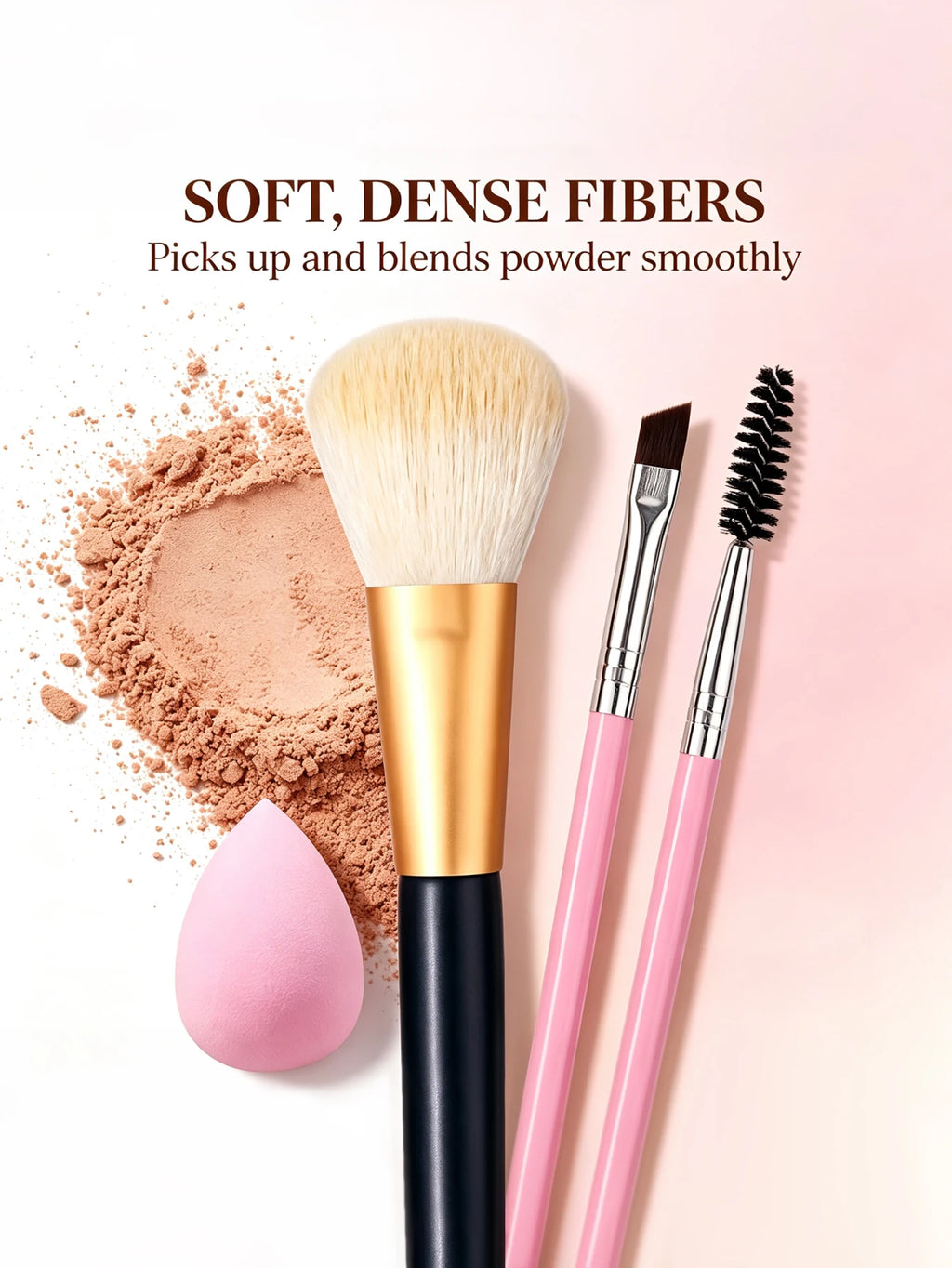 3-Piece Makeup Brush Set – Blush, Lash & Eyebrow Brushes Makeup Brush Set Nixie