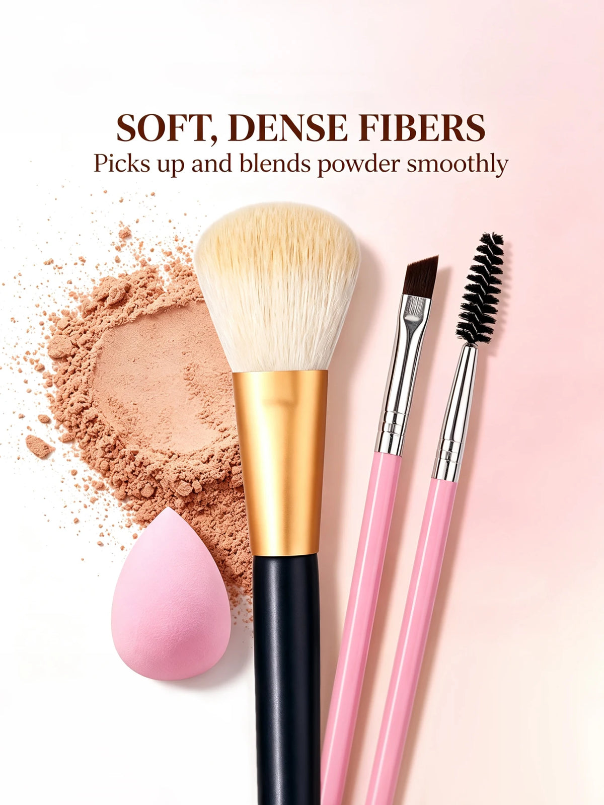 3-Piece Makeup Brush Set – Blush, Lash & Eyebrow Brushes Makeup Brush Set Nixie