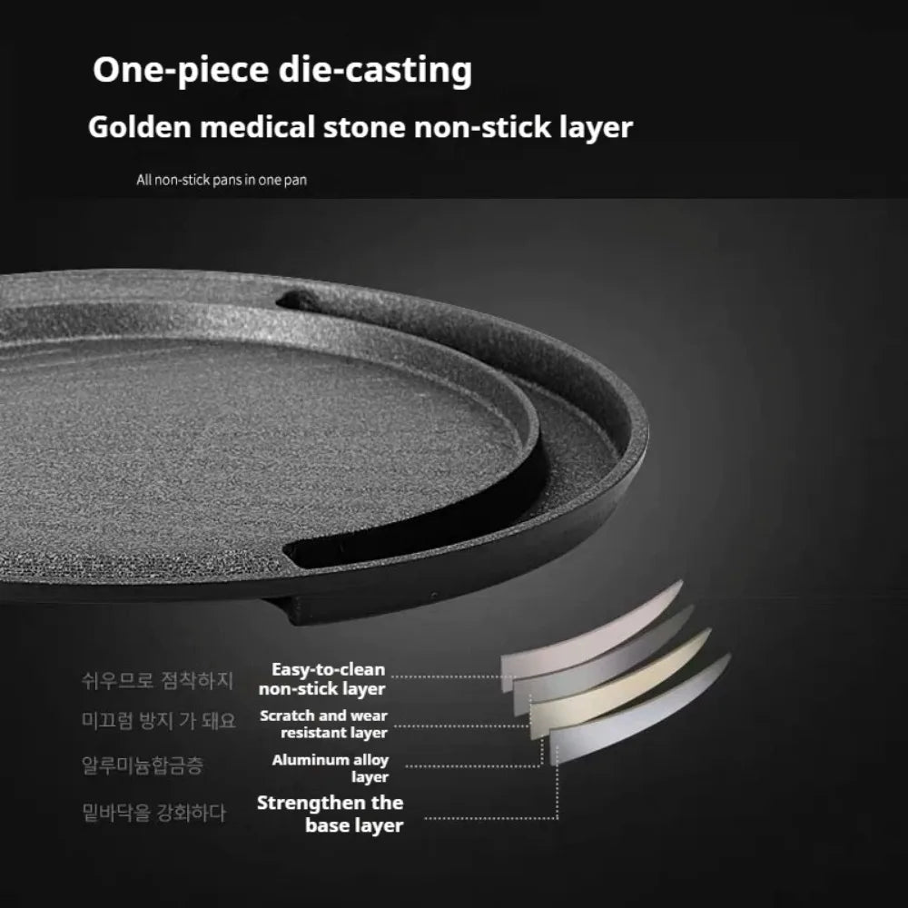 Korean Nonstick BBQ Grill Pan – Cast Aluminum Indoor/Outdoor BBQ Grill Pan Nixie