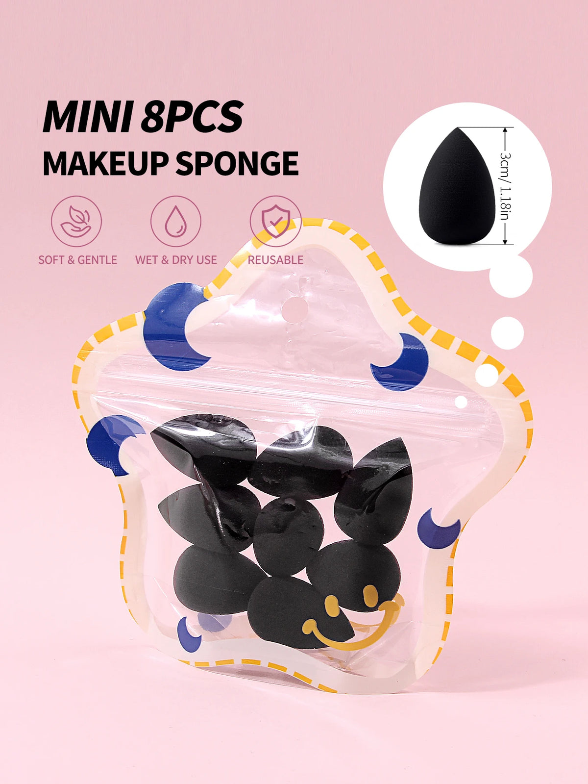 8-Piece Mini Makeup Sponge Set – Blush, Contour & Foundation Makeup Sponge Set Nixie black
