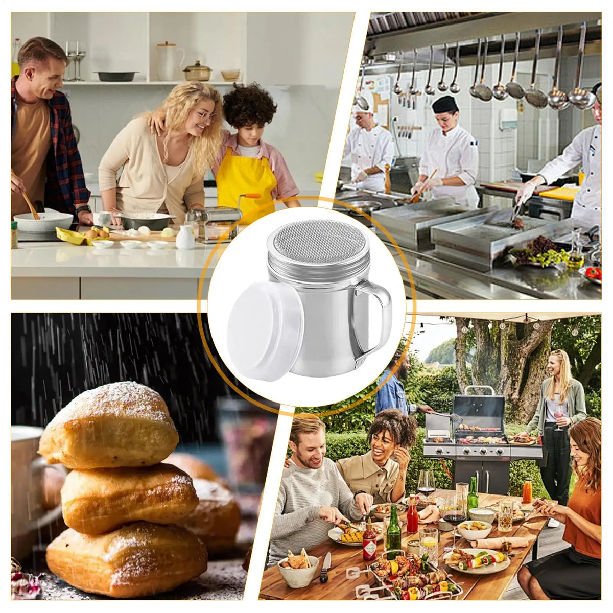 Stainless Steel Powdered Sugar & Spice Shaker with Handle Spice Shaker Nixie