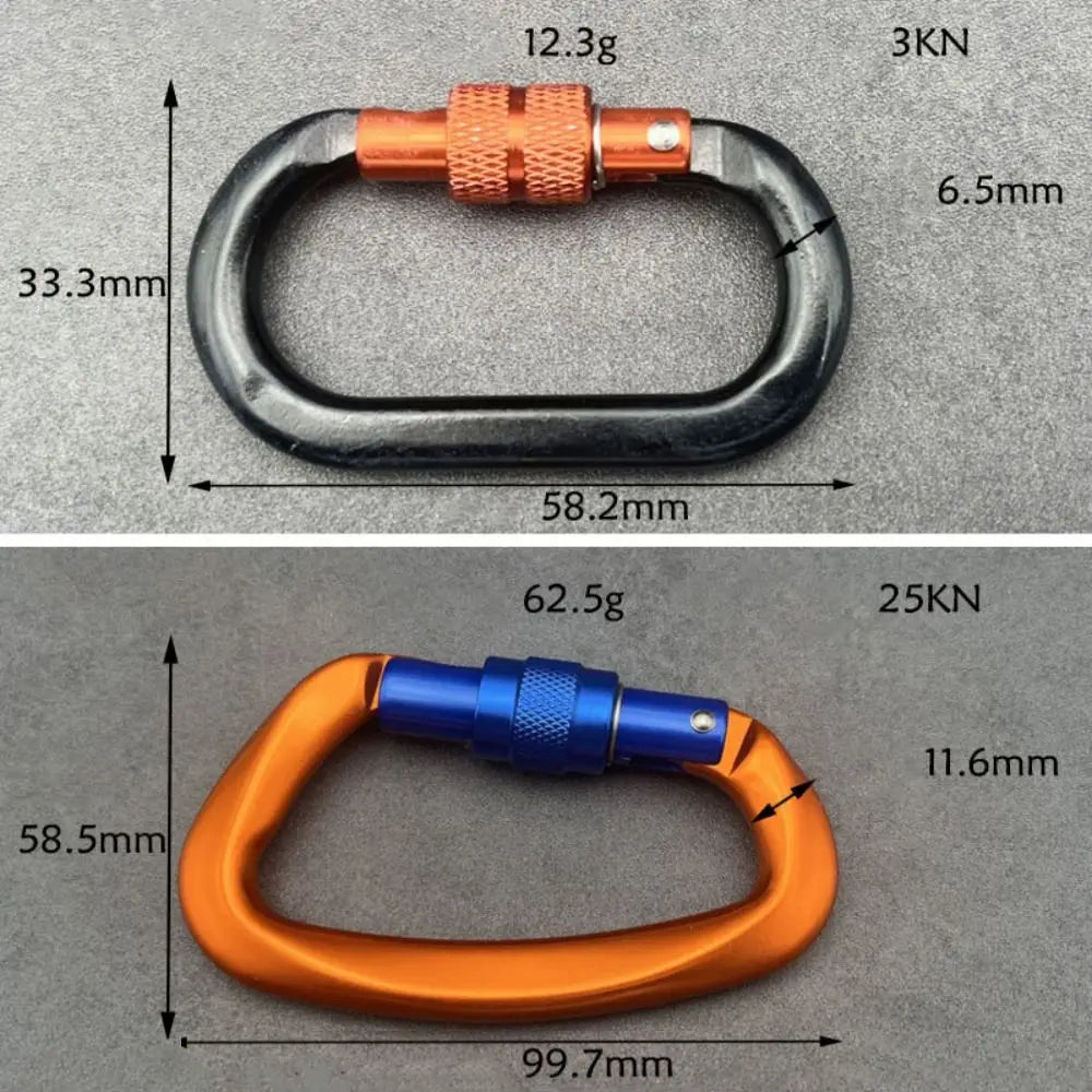 Aluminum D-Shape Safety Carabiner 4KN 12KN 25KN Climbing Lock Safety Carabiner Nixie