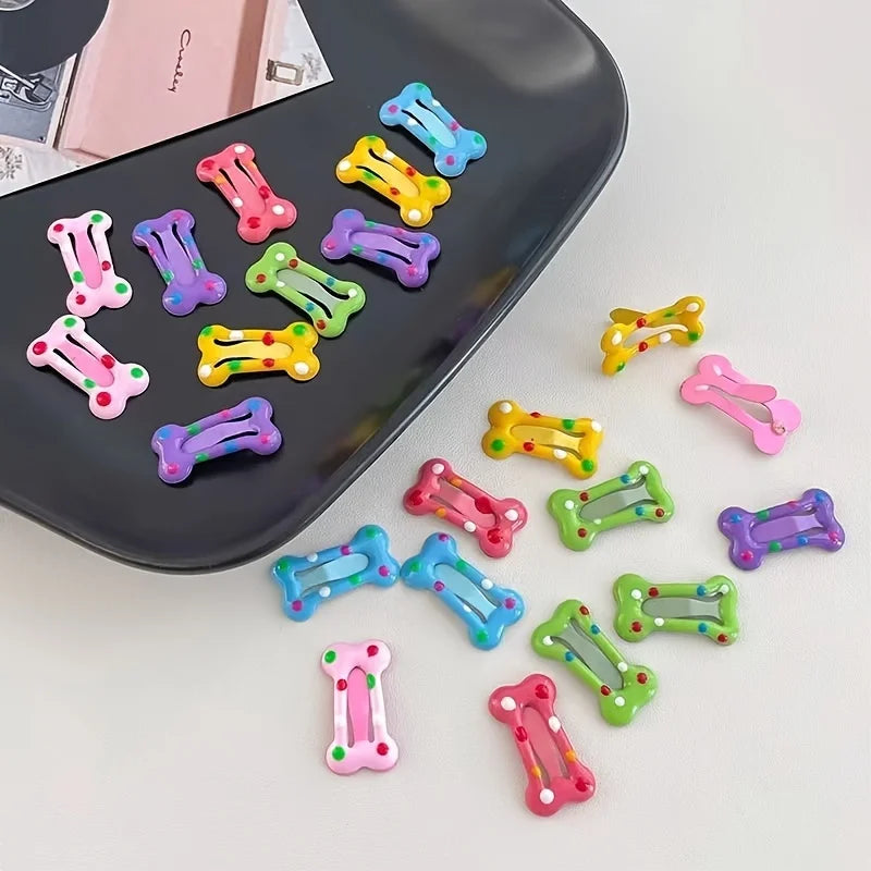 10pcs Multicolor Bone Snap Pet Hair Clips – Dogs & Cats Pet Hair Clips Nixie 10PCS Randomly mix