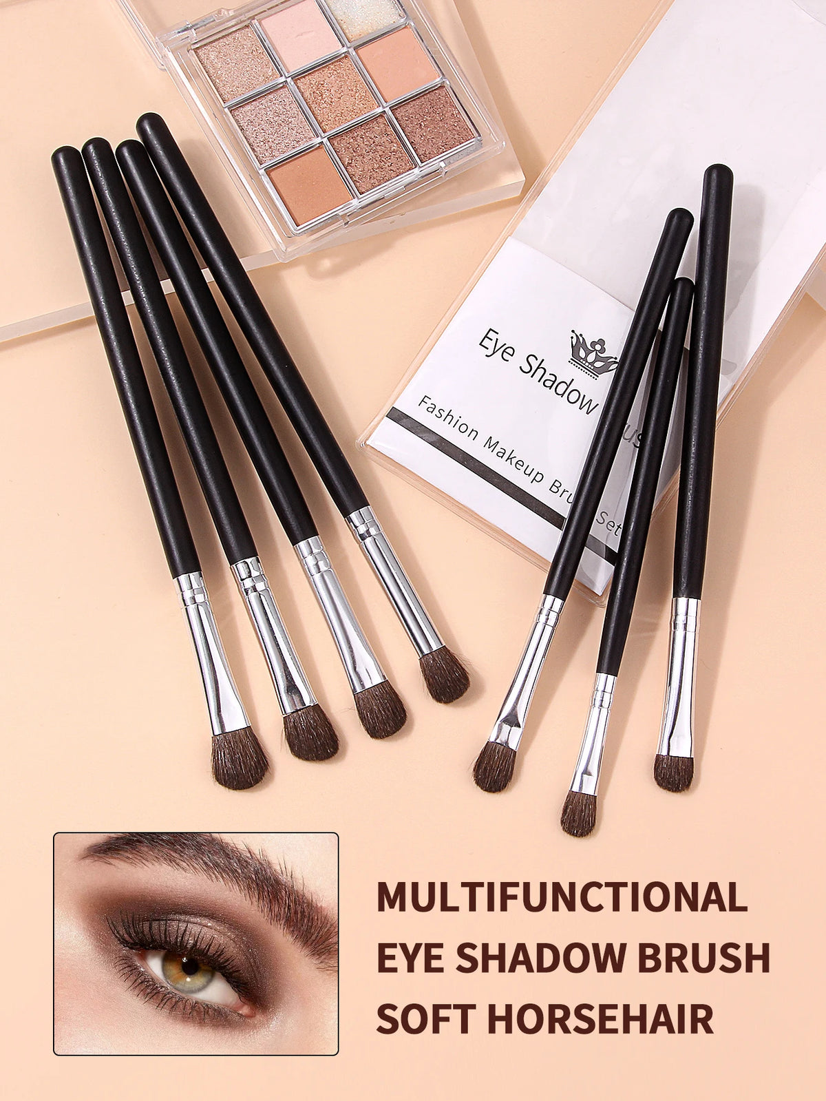 7-Piece Horse Hair Eyeshadow Brush Set – Blending & Shading Eyeshadow Brush Set Nixie