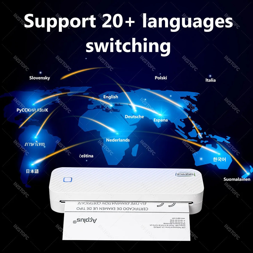 3CKMZONE Wireless A4 Thermal Printer – Inkless Bluetooth Portable