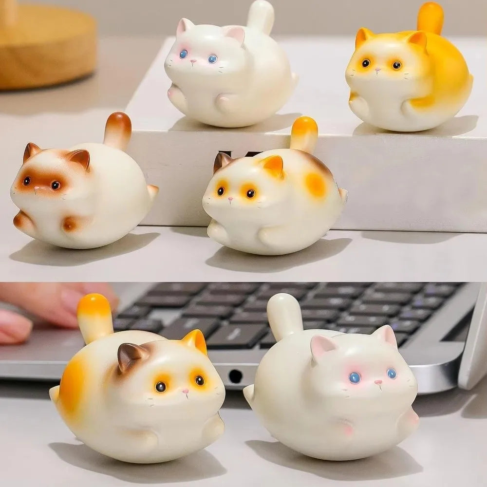 Cartoon Lucky Cat Rocking Figurine – Mini Resin Cat Doll Décor Cat Rocking Figurine Nixie