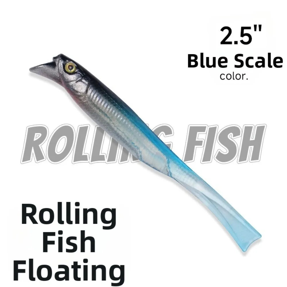 TPE Soft Bait Fishing Lure 2.5" & 3" Rolling Action – 8 Pack