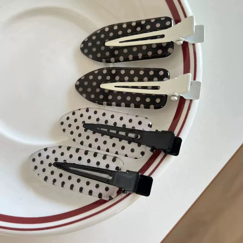Black & White Polka Dot Acrylic Hair Clip | Minimalist Barrette Hair Clip Barrette Nixie