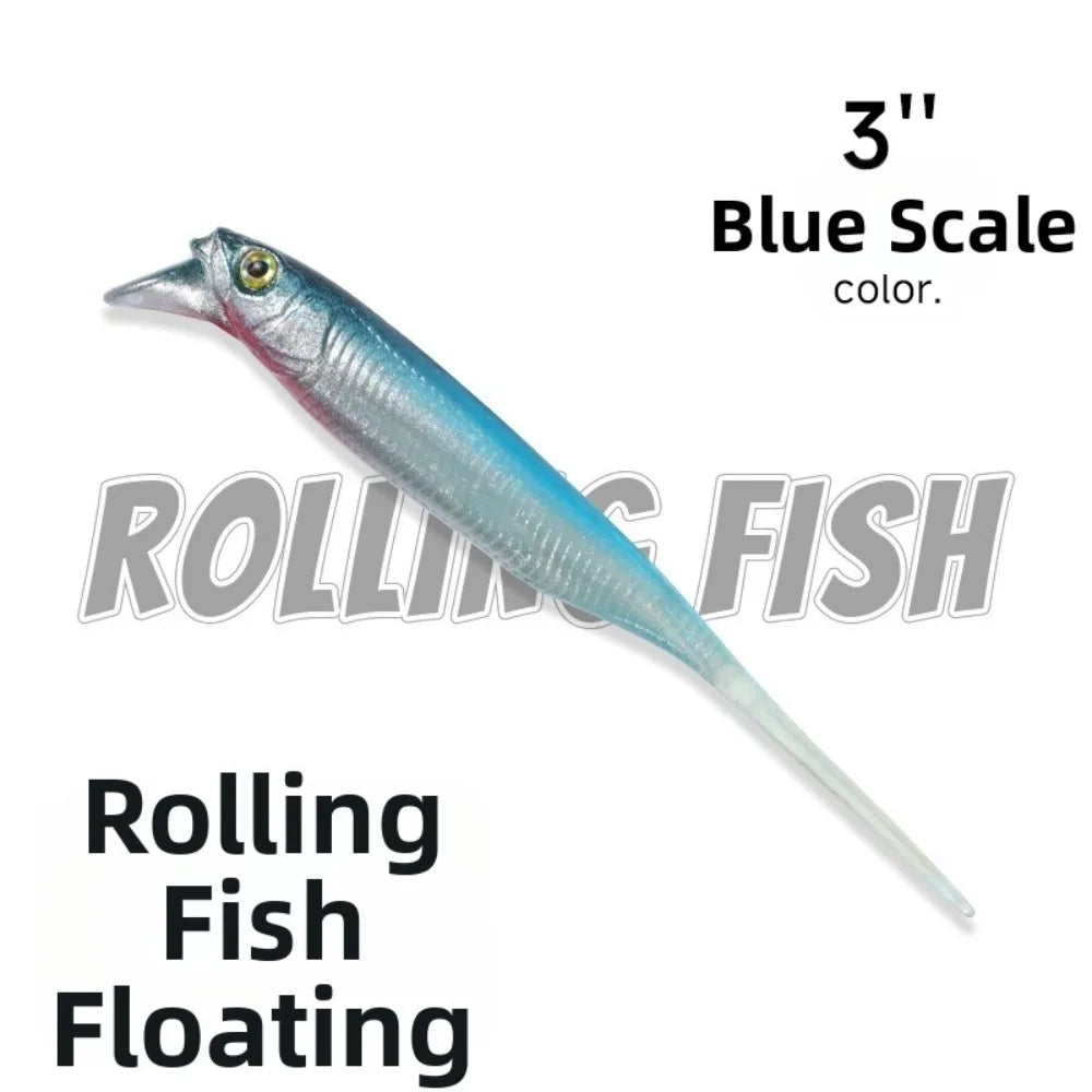 TPE Soft Bait Fishing Lure 2.5" & 3" Rolling Action – 8 Pack
