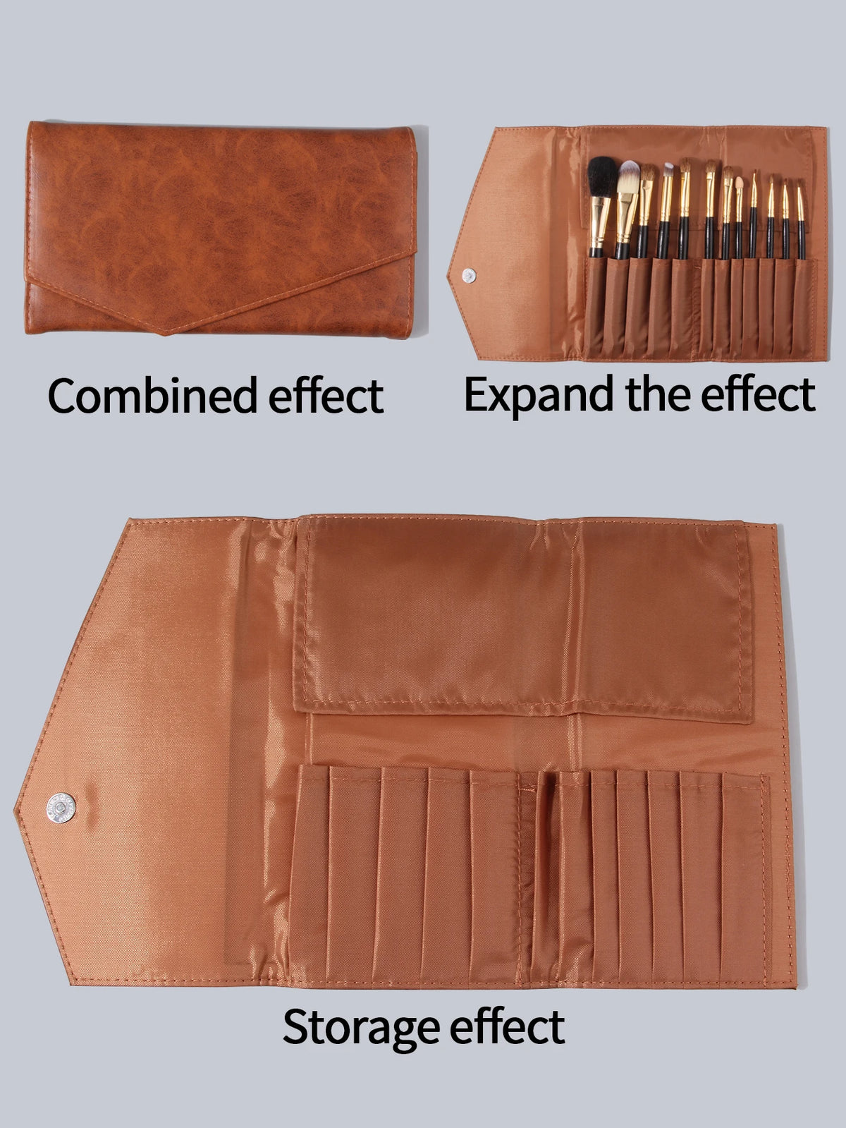 Nixie Folding PU Leather Makeup Brush Storage Bag Makeup Brush Bag Nixie