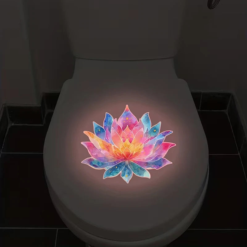 Glow-in-the-Dark Flower Toilet Lid Sticker – Luminous Decal