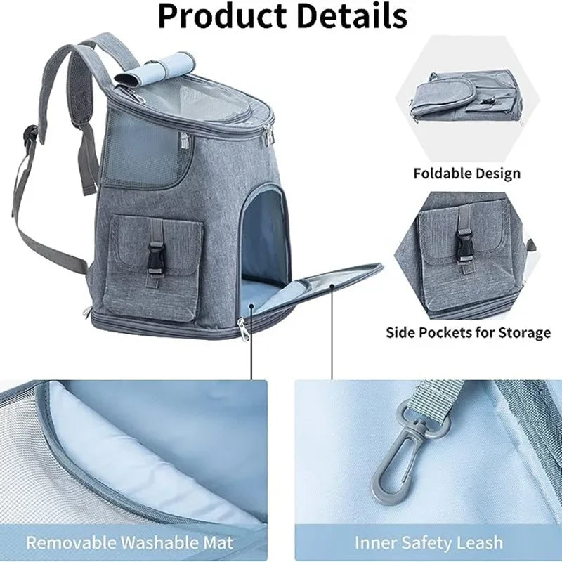 Breathable Pet Travel Backpack with Side Pockets | Hiking Pet Carrier Backpack Nixie