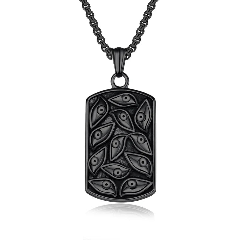 Punk Devil's Eye Pendant Necklace | Vintage Black Chain Fashion Pendant Necklace Nixie Light Yellow Gold Color