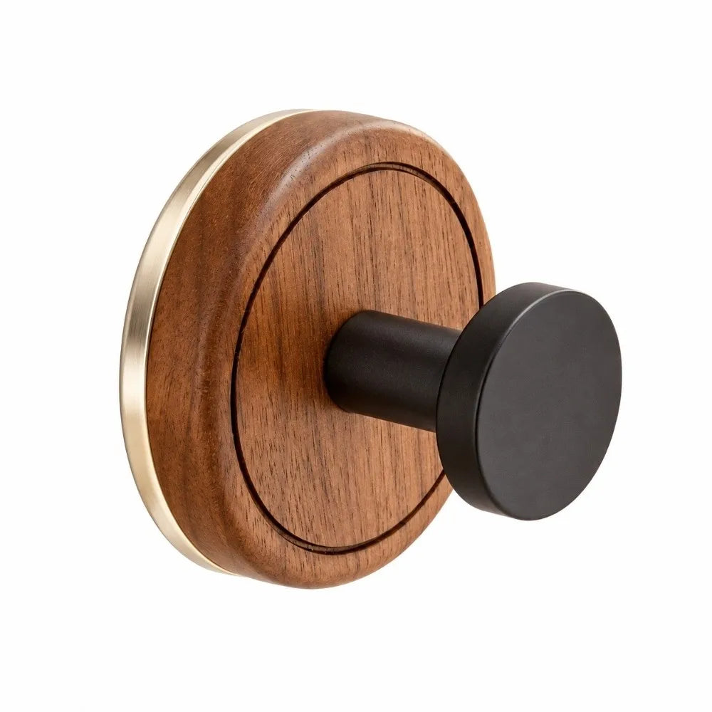 Walnut Wood Suction Cup Hook – No-Drill Removable Towel Hook