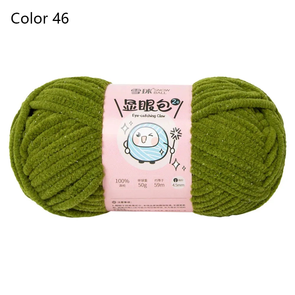 Soft Chenille Yarn 50g 59M 4.5mm – Shiny Chunky Knitting Yarn