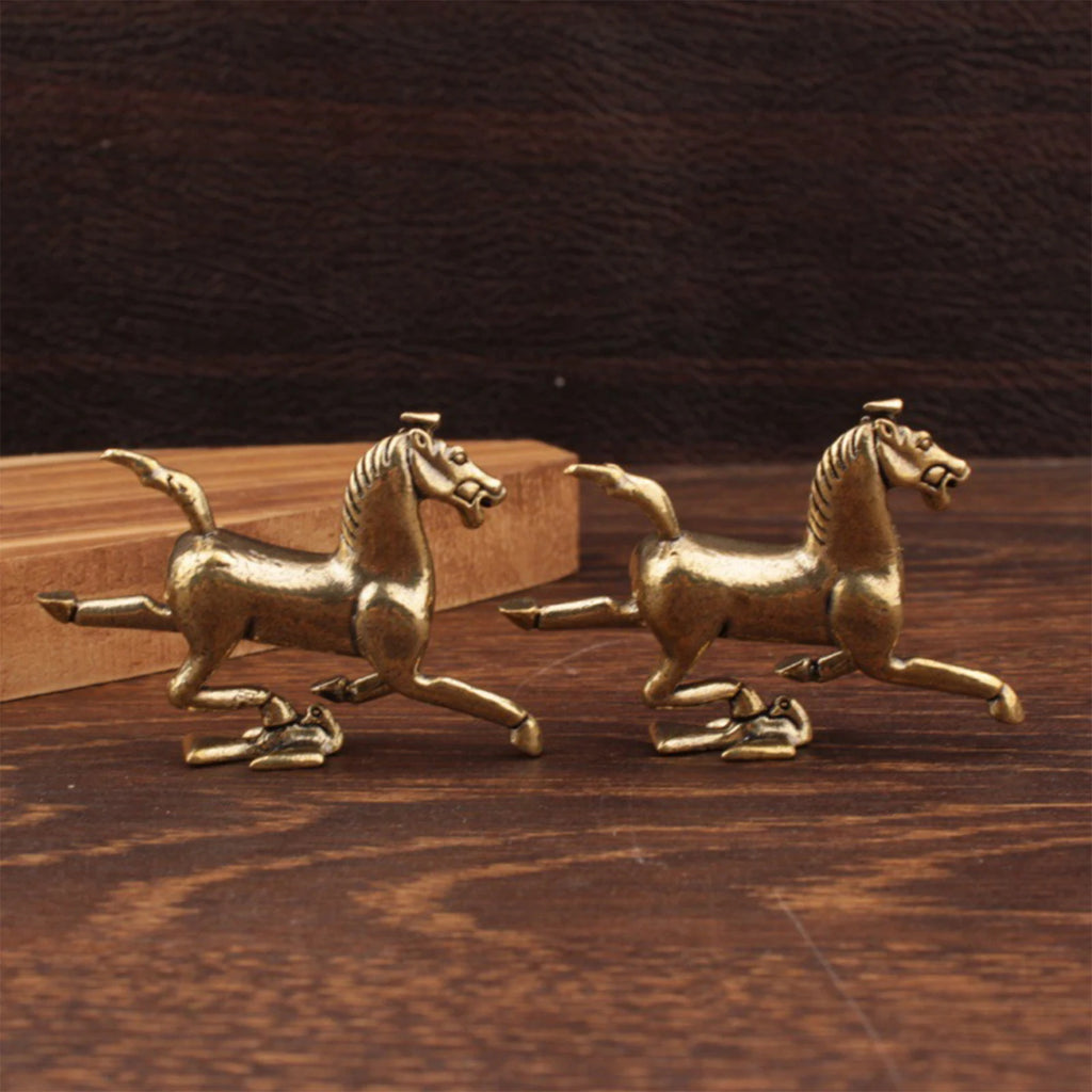 Brass Horse Figurine Feng Shui Zodiac Lucky Statue Home Decor Decorative Figurine Nixie