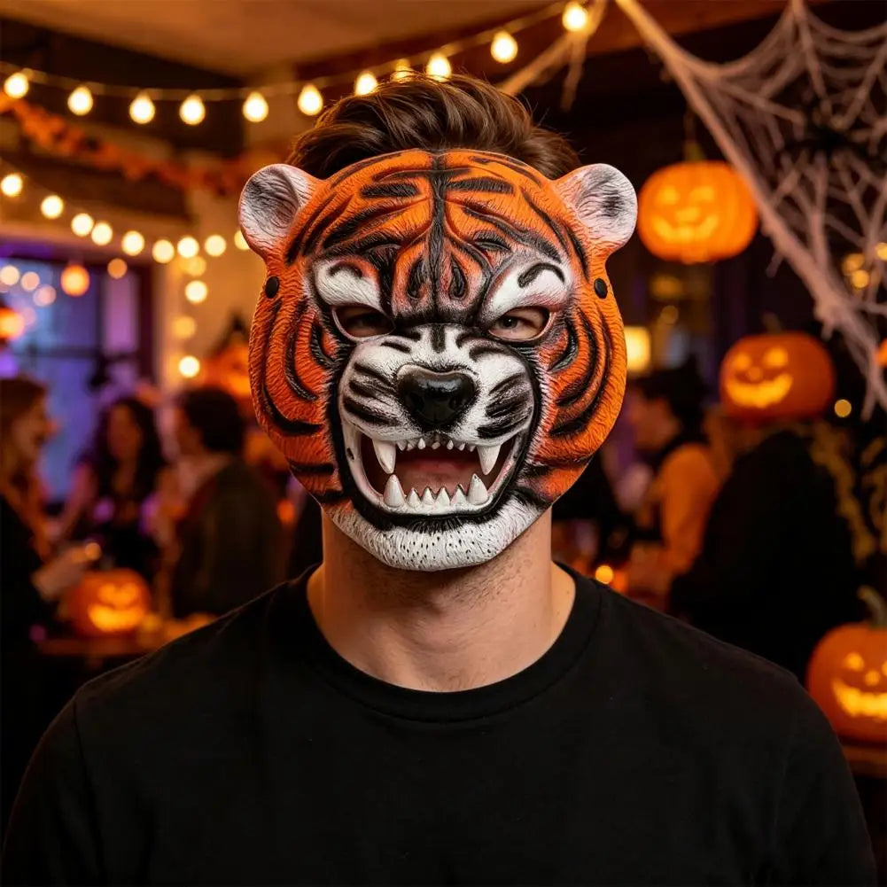 Realistic Tiger Full Face Mask – Halloween & Masquerade Costume