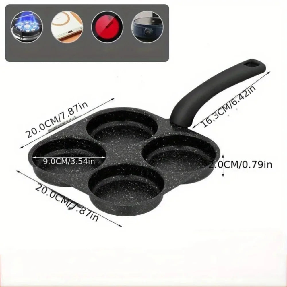 Nonstick 4-Cup Egg Pan Cast Iron Gas & Induction Compatible Egg Frying Pan Nixie omelet pan