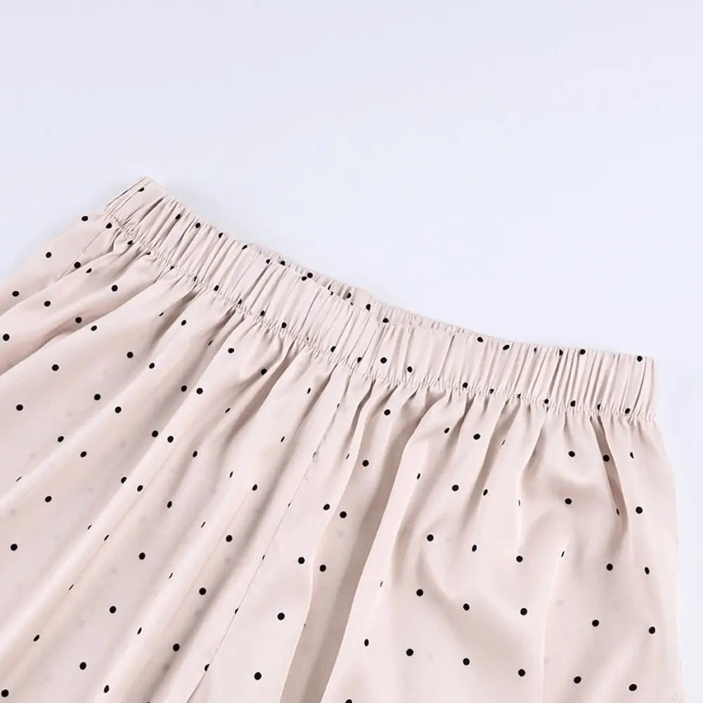Women's Satin Polka Dot Wide Leg Pants – Elastic Waist
