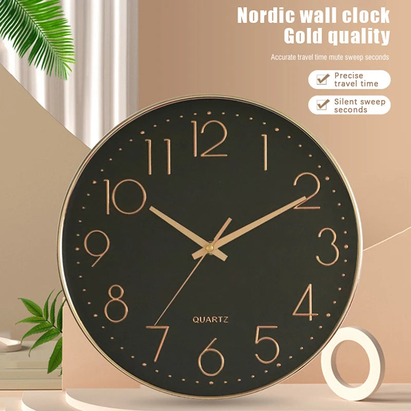 12-Inch Nordic Silent Wall Clock | Modern Minimalist Design Silent Wall Clock Nixie