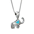 Elephant Pendant Necklace Blue Simulated Opal Charm Jewelry Pendant Necklace Nixie Blue