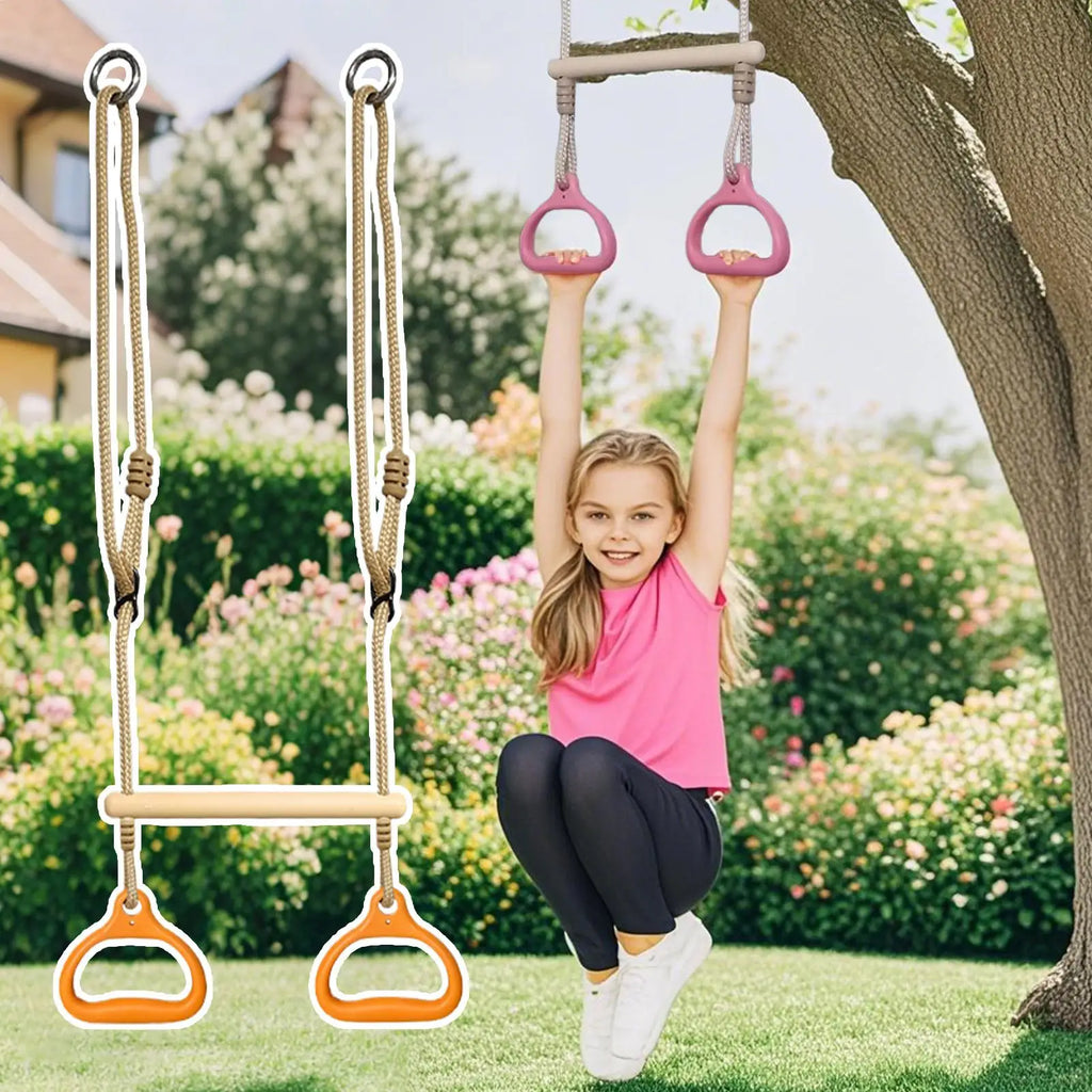 Kids Trapeze Swing Bar with Rings – Indoor & Outdoor Play