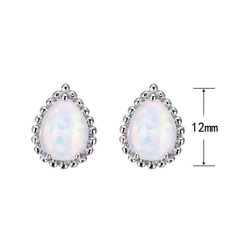 White Simulated Opal Drop Earrings – Trendy Dangle Studs Drop Dangle Earrings Nixie