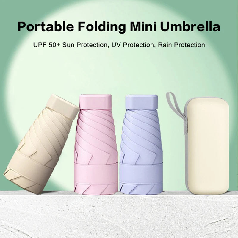 Mini Capsule Umbrella UPF 50+ Portable Travel Parasol | Sun & Rain Compact Travel Umbrella Nixie