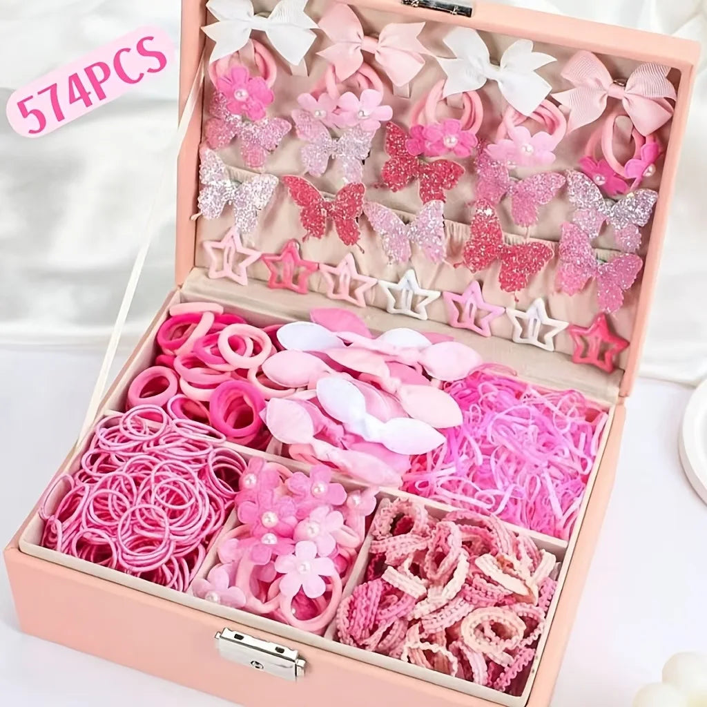 974pc Girls Sequin Butterfly & Star BB Hair Clips Set