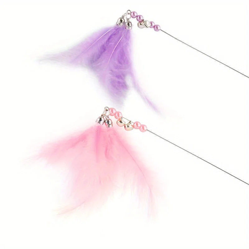 Cat Feather Stick Toy with Bell – Interactive Wand for Cats Cat Wand Toy Nixie