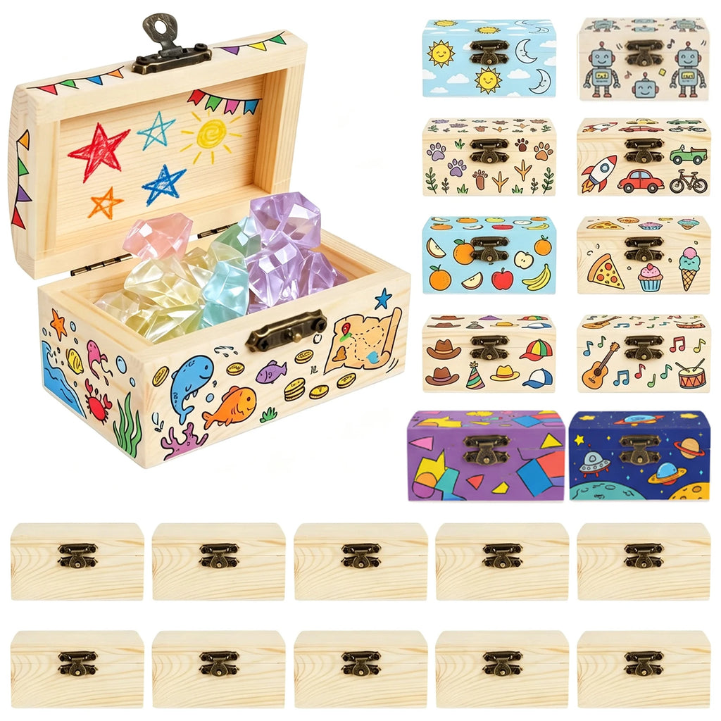 Unfinished Wooden Treasure Box with Lid & Hasp – DIY Craft Wooden Craft Box Nixie