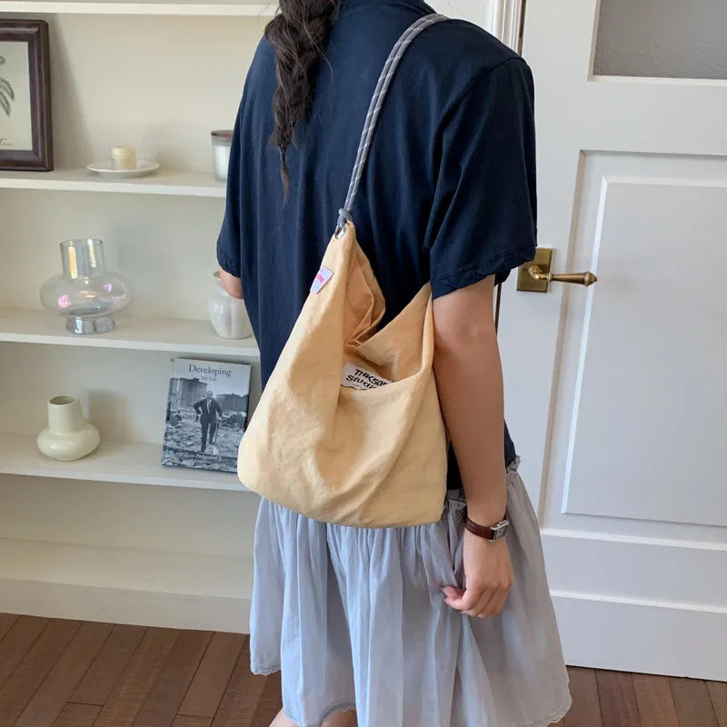 Nixie Women's Canvas Bucket Bag – Korean Crossbody Style Canvas Bucket Bag Nixie Yellow