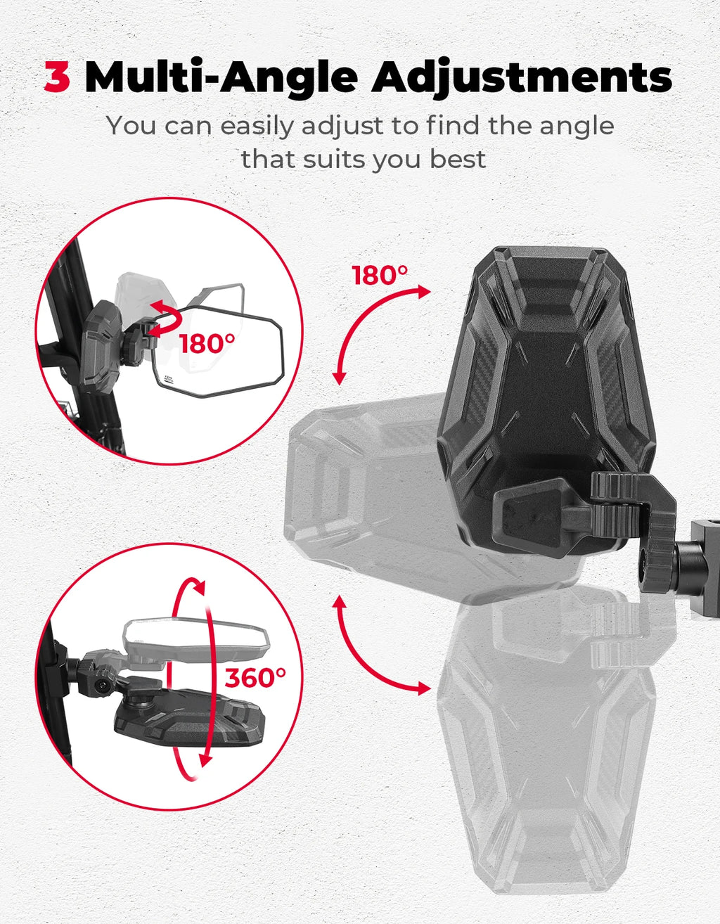 KEMIMOTO UTV Side Mirrors Pro-Fit | Polaris Can-Am SXS UTV Side Mirrors Nixie