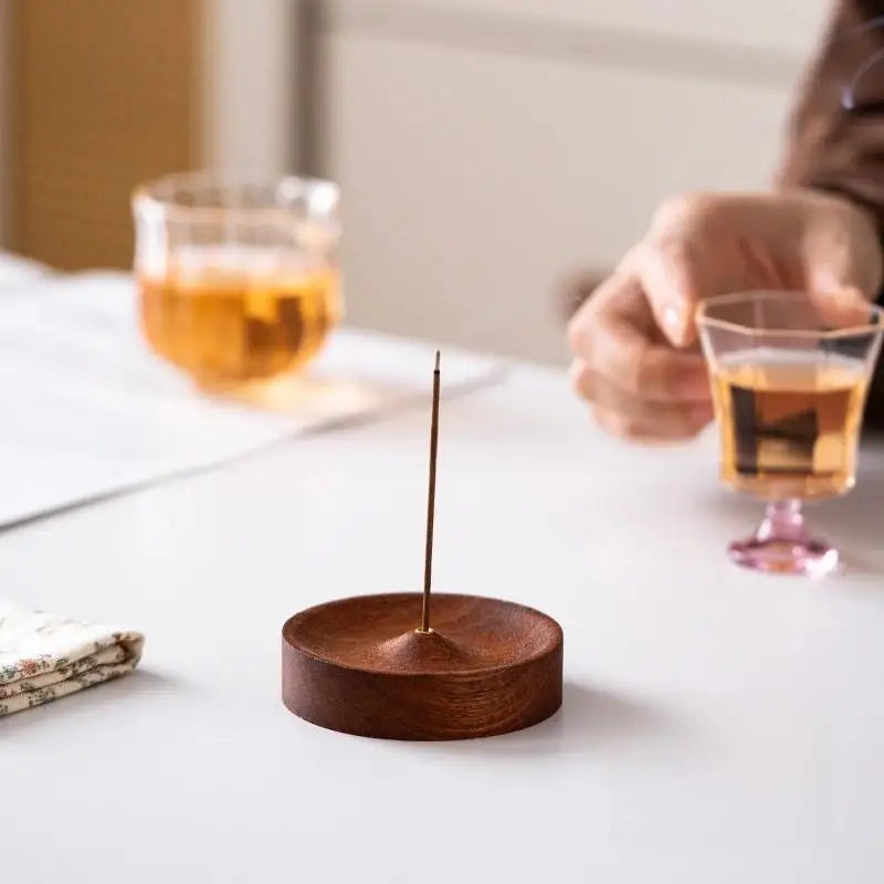 Black Walnut Round Incense Burner & Agarwood Tray Holder Incense Burner Tray Nixie