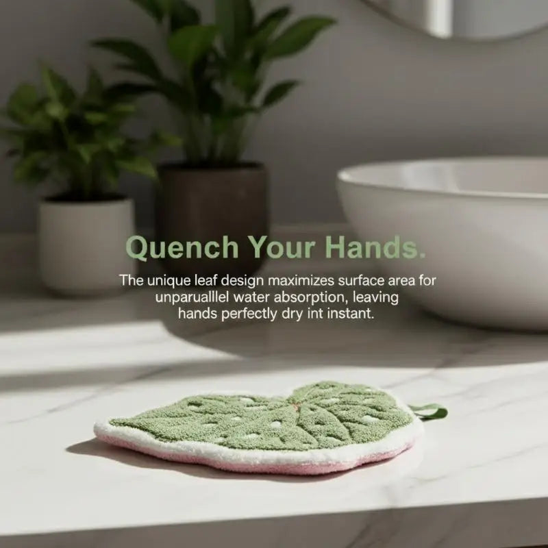 Leaf-Shaped Hand Towel – Soft Coral Fleece Hanging Towel Decorative Hand Towel Nixie