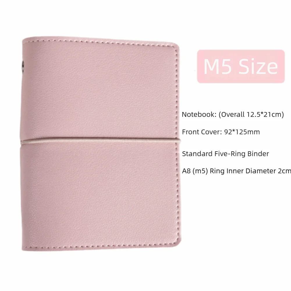 M5 Mini Loose-Leaf Faux Leather 5-Ring Binder Photo Album Ring Binder Notebook Nixie