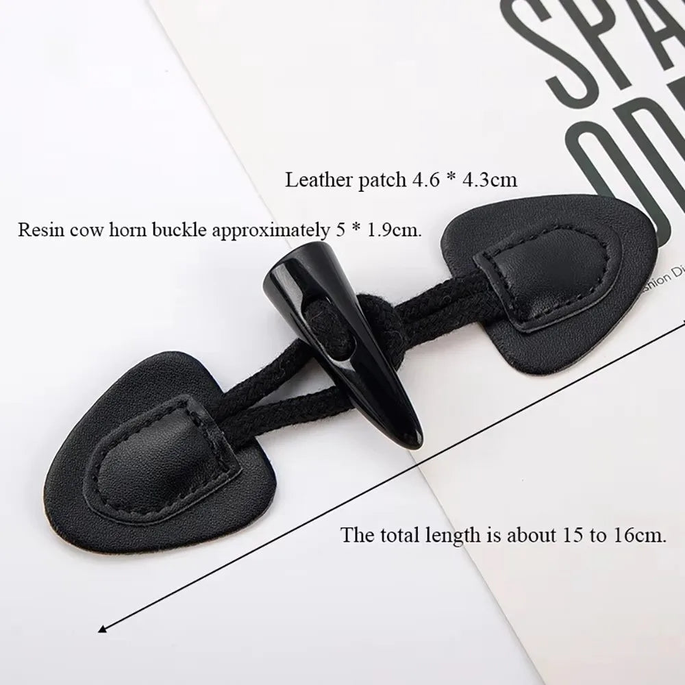 Vintage Horn Buckle PU Leather Sew-On Buttons for Coats & Bags